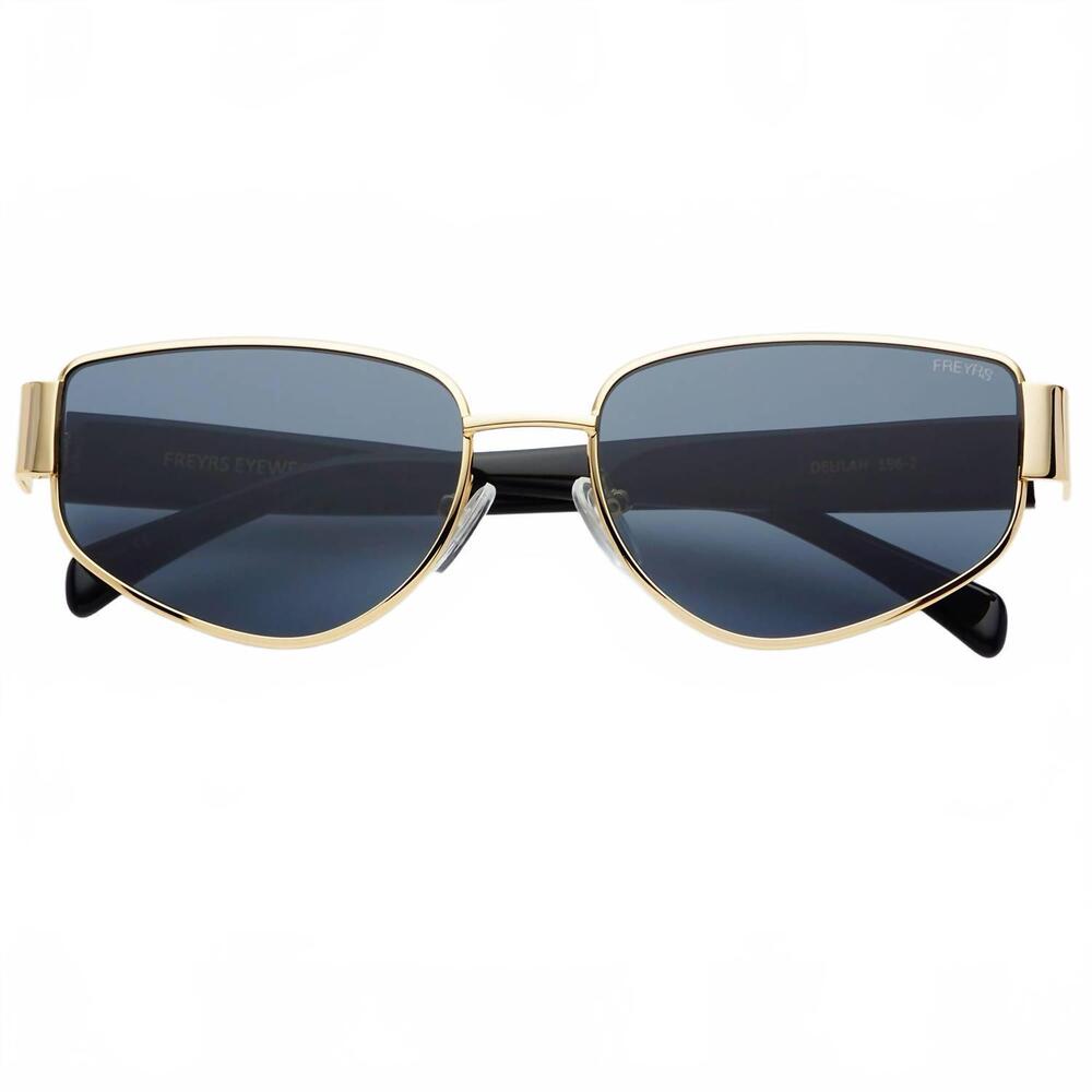 NEW FREYRS EYEWEAR women's delilah round sunglasses in gold / gray